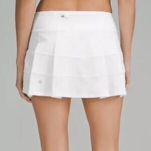 Lululemon White Pace Rival Mid Rise Pleated Pull On Athletic Skirt Skort Size 8